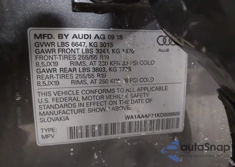 2019 Audi Q7 55 Premium/55 Se Premium z USA, uszkodzony, nr VIN WA1AAAF71KD008805